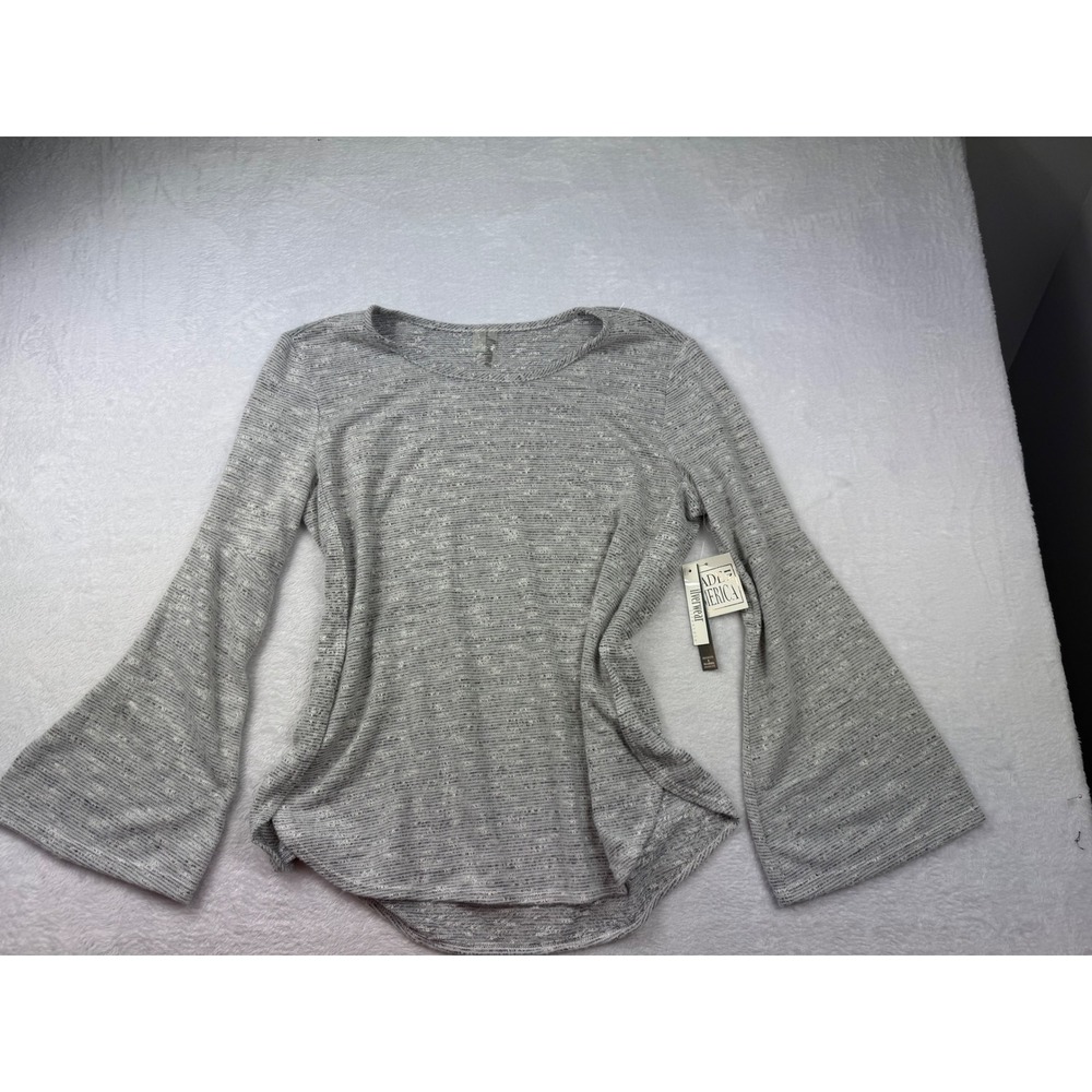 Silverwear Lifestyle Womens Grey Space Dye Bell Sleeve Knit‎ Top Made in USA L